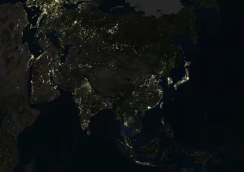 Asia at Night, True Colour Satellite Image
